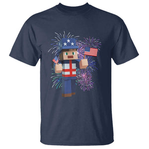 4th of July Gamer T Shirt Uncle Sam Pixels Gaming Celebrate Independence Day TS02 Navy Print Your Wear