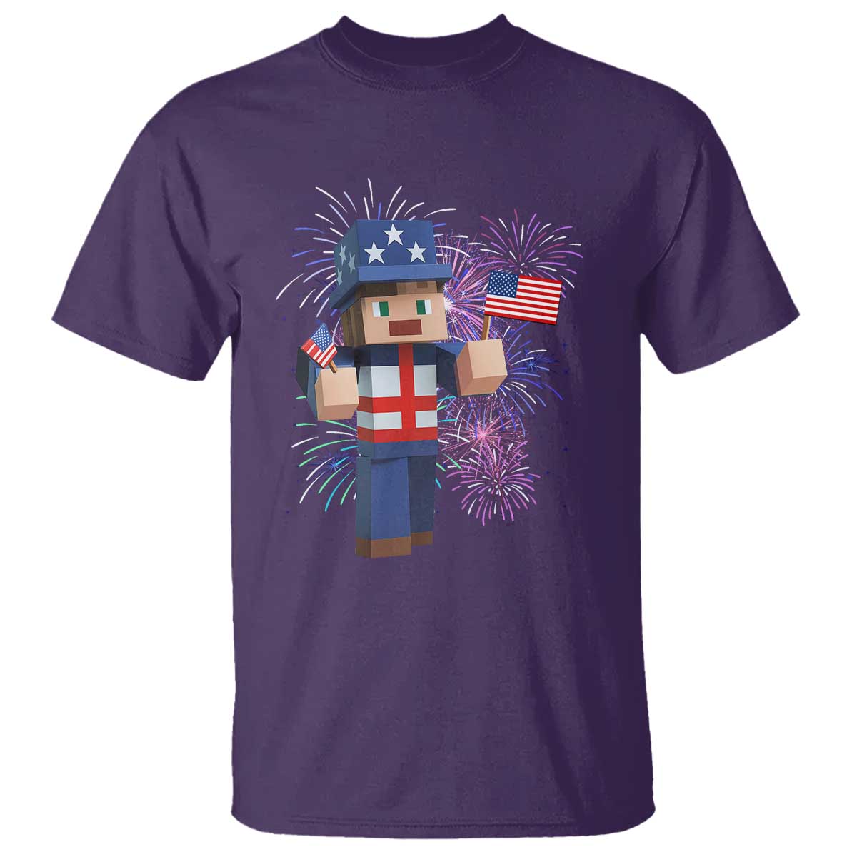 4th of July Gamer T Shirt Uncle Sam Pixels Gaming Celebrate Independence Day TS02 Purple Print Your Wear