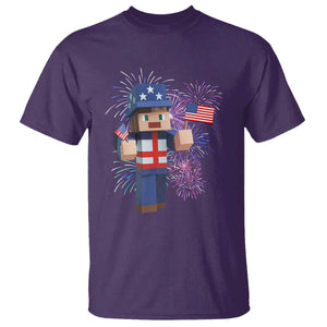 4th of July Gamer T Shirt Uncle Sam Pixels Gaming Celebrate Independence Day TS02 Purple Print Your Wear