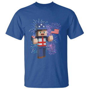 4th of July Gamer T Shirt Uncle Sam Pixels Gaming Celebrate Independence Day TS02 Royal Blue Print Your Wear
