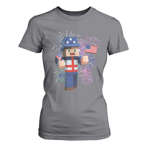 4th of July Gamer T Shirt For Women Uncle Sam Pixels Gaming Celebrate Independence Day TS02 Charcoal Print Your Wear
