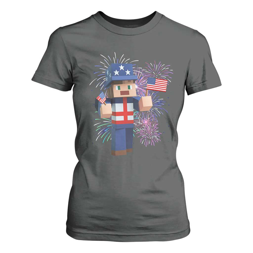 4th of July Gamer T Shirt For Women Uncle Sam Pixels Gaming Celebrate Independence Day TS02 Dark Heather Print Your Wear