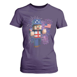 4th of July Gamer T Shirt For Women Uncle Sam Pixels Gaming Celebrate Independence Day TS02 Purple Print Your Wear