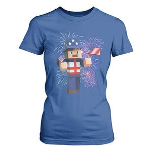 4th of July Gamer T Shirt For Women Uncle Sam Pixels Gaming Celebrate Independence Day TS02 Royal Blue Print Your Wear