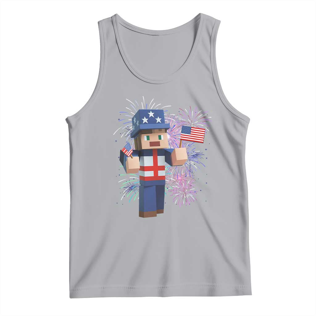 4th of July Gamer Tank Top Uncle Sam Pixels Gaming Celebrate Independence Day TS02 Athletic Heather Print Your Wear