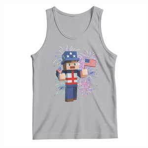 4th of July Gamer Tank Top Uncle Sam Pixels Gaming Celebrate Independence Day TS02 Athletic Heather Print Your Wear