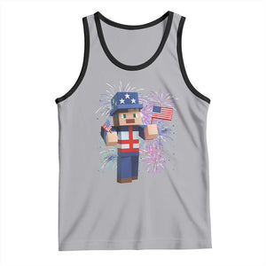 4th of July Gamer Tank Top Uncle Sam Pixels Gaming Celebrate Independence Day TS02 Athletic Heather Black Print Your Wear