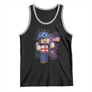 4th of July Gamer Tank Top Uncle Sam Pixels Gaming Celebrate Independence Day TS02 Black Athletic Heather Print Your Wear