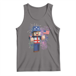 4th of July Gamer Tank Top Uncle Sam Pixels Gaming Celebrate Independence Day TS02 Deep Heather Print Your Wear