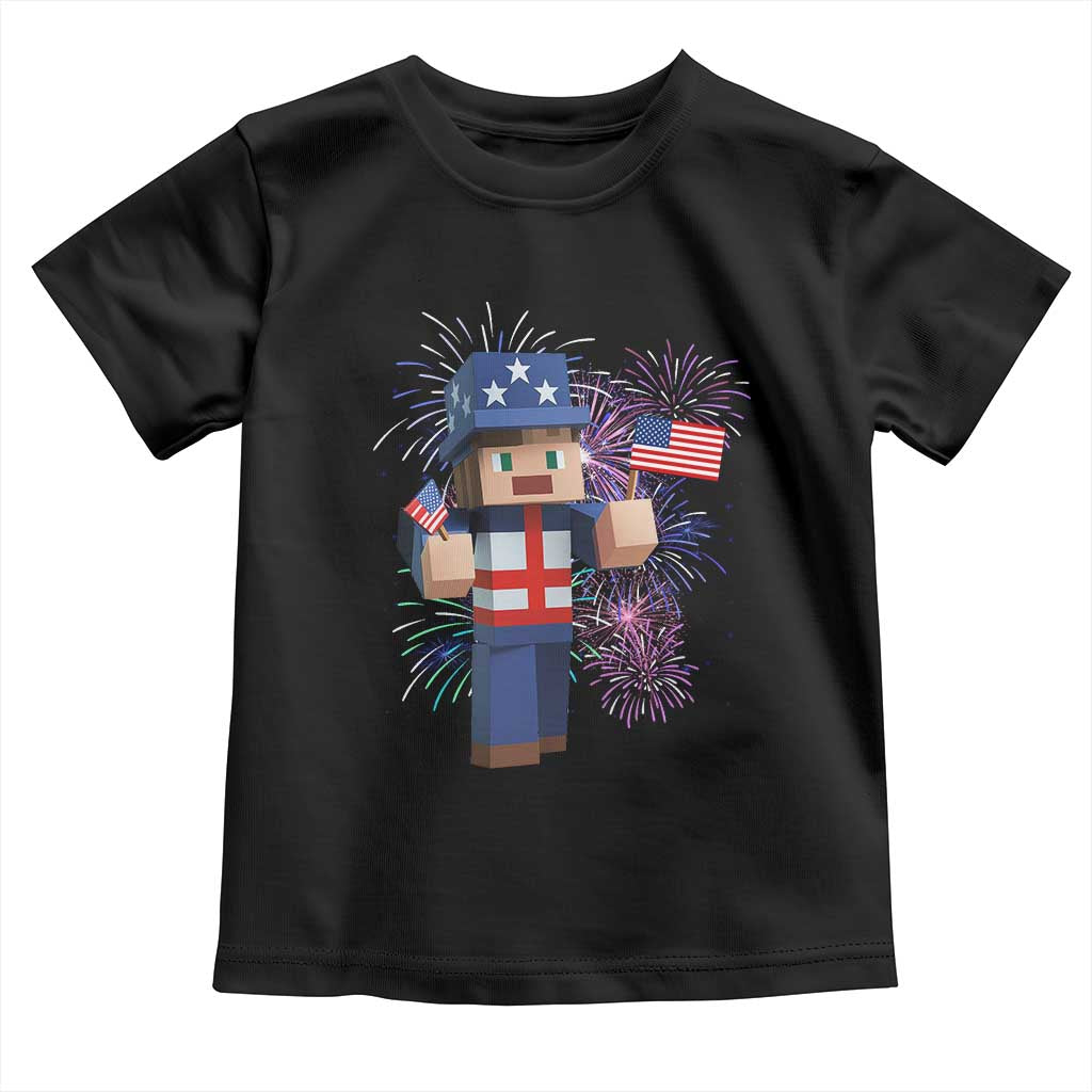 4th of July Gamer Toddler T Shirt Uncle Sam Pixels Gaming Celebrate Independence Day TS02 Black Print Your Wear