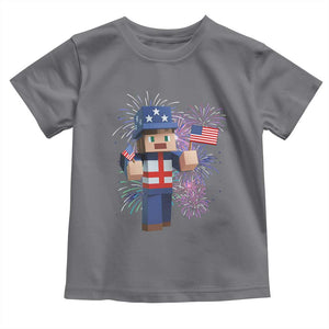 4th of July Gamer Toddler T Shirt Uncle Sam Pixels Gaming Celebrate Independence Day TS02 Charcoal Print Your Wear