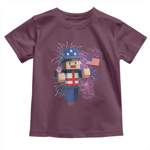 4th of July Gamer Toddler T Shirt Uncle Sam Pixels Gaming Celebrate Independence Day TS02 Maroon Print Your Wear