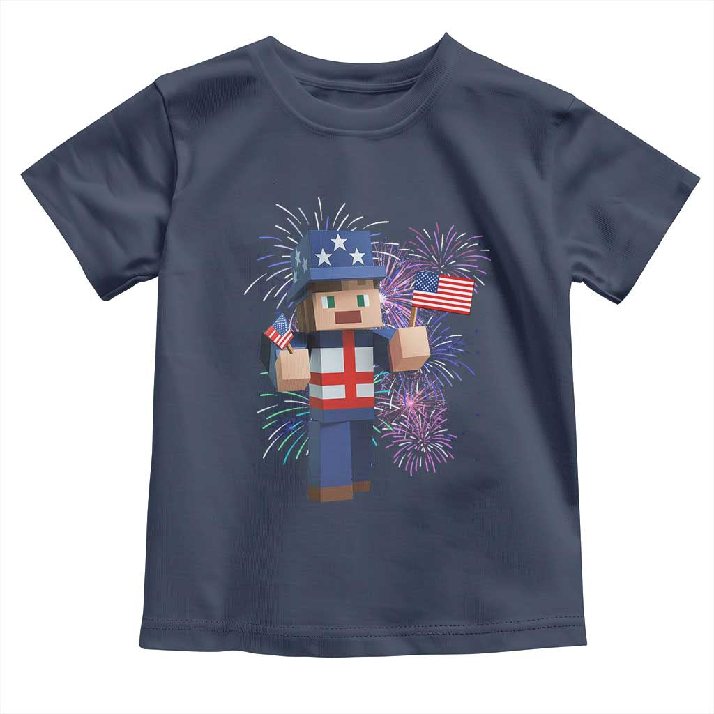 4th of July Gamer Toddler T Shirt Uncle Sam Pixels Gaming Celebrate Independence Day TS02 Navy Print Your Wear
