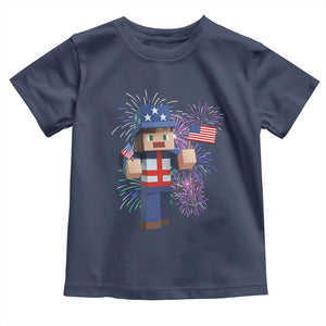 4th of July Gamer Toddler T Shirt Uncle Sam Pixels Gaming Celebrate Independence Day TS02 Navy Print Your Wear