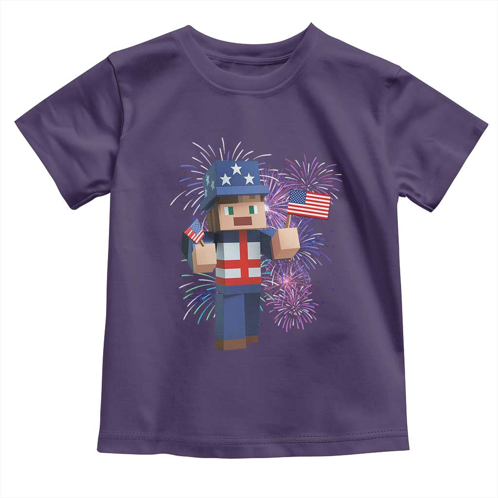 4th of July Gamer Toddler T Shirt Uncle Sam Pixels Gaming Celebrate Independence Day TS02 Purple Print Your Wear