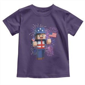 4th of July Gamer Toddler T Shirt Uncle Sam Pixels Gaming Celebrate Independence Day TS02 Purple Print Your Wear