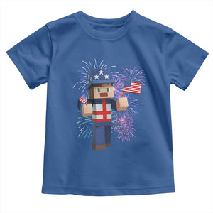 4th of July Gamer Toddler T Shirt Uncle Sam Pixels Gaming Celebrate Independence Day TS02 Royal Blue Print Your Wear