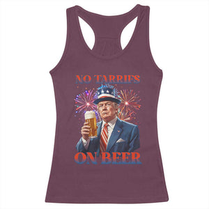 Funny Trump 4th of July Racerback Tank Top No Tariffs On Beer Drinking USA Patriotic 2025 TS02 Maroon Print Your Wear