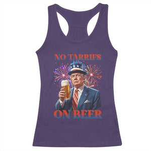 Funny Trump 4th of July Racerback Tank Top No Tariffs On Beer Drinking USA Patriotic 2025 TS02 Purple Print Your Wear