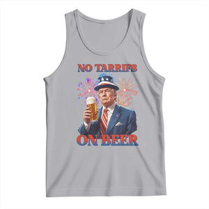 Funny Trump 4th of July Tank Top No Tariffs On Beer Drinking USA Patriotic 2025 TS02 Athletic Heather Print Your Wear