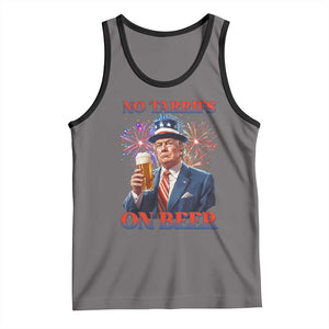Funny Trump 4th of July Tank Top No Tariffs On Beer Drinking USA Patriotic 2025 TS02 Deep Heather Black Print Your Wear