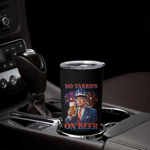 Funny Trump 4th of July Tumbler Cup No Tariffs On Beer Drinking USA Patriotic 2025 TS02 Print Your Wear