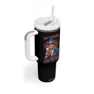 Funny Trump 4th of July Tumbler With Handle No Tariffs On Beer Drinking USA Patriotic 2025 TS02 Print Your Wear