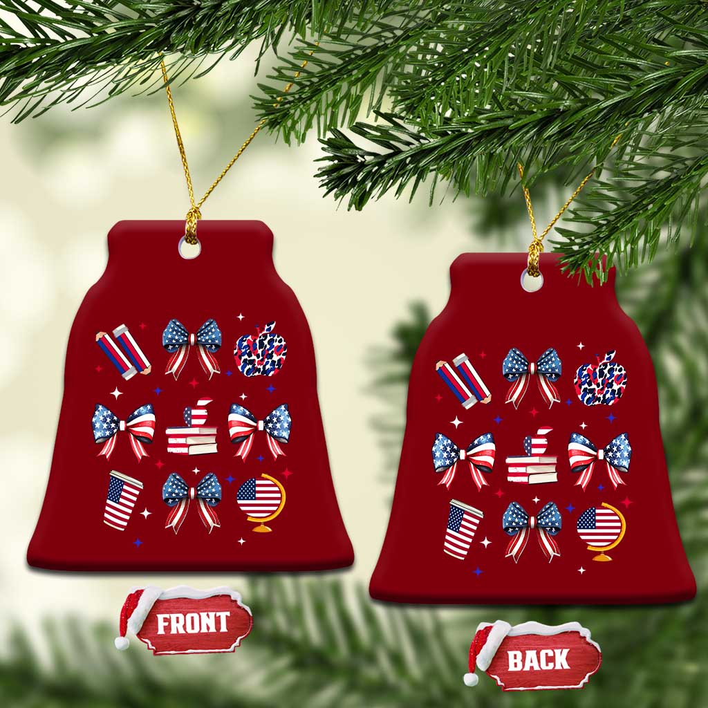 4th of July Teacher Student Ceramic Ornament Patriotic Teaching Learning Retro Coquette TS02 Print Your Wear