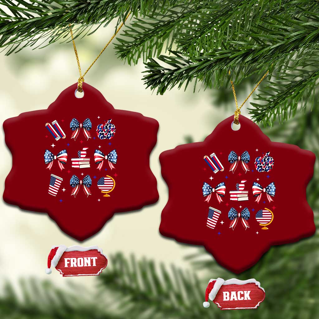 4th of July Teacher Student Ceramic Ornament Patriotic Teaching Learning Retro Coquette TS02 Print Your Wear