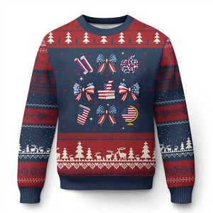 4th of July Teacher Student Ugly Christmas Sweater Patriotic Teaching Learning Retro Coquette TS02 Navy Red Print Your Wear