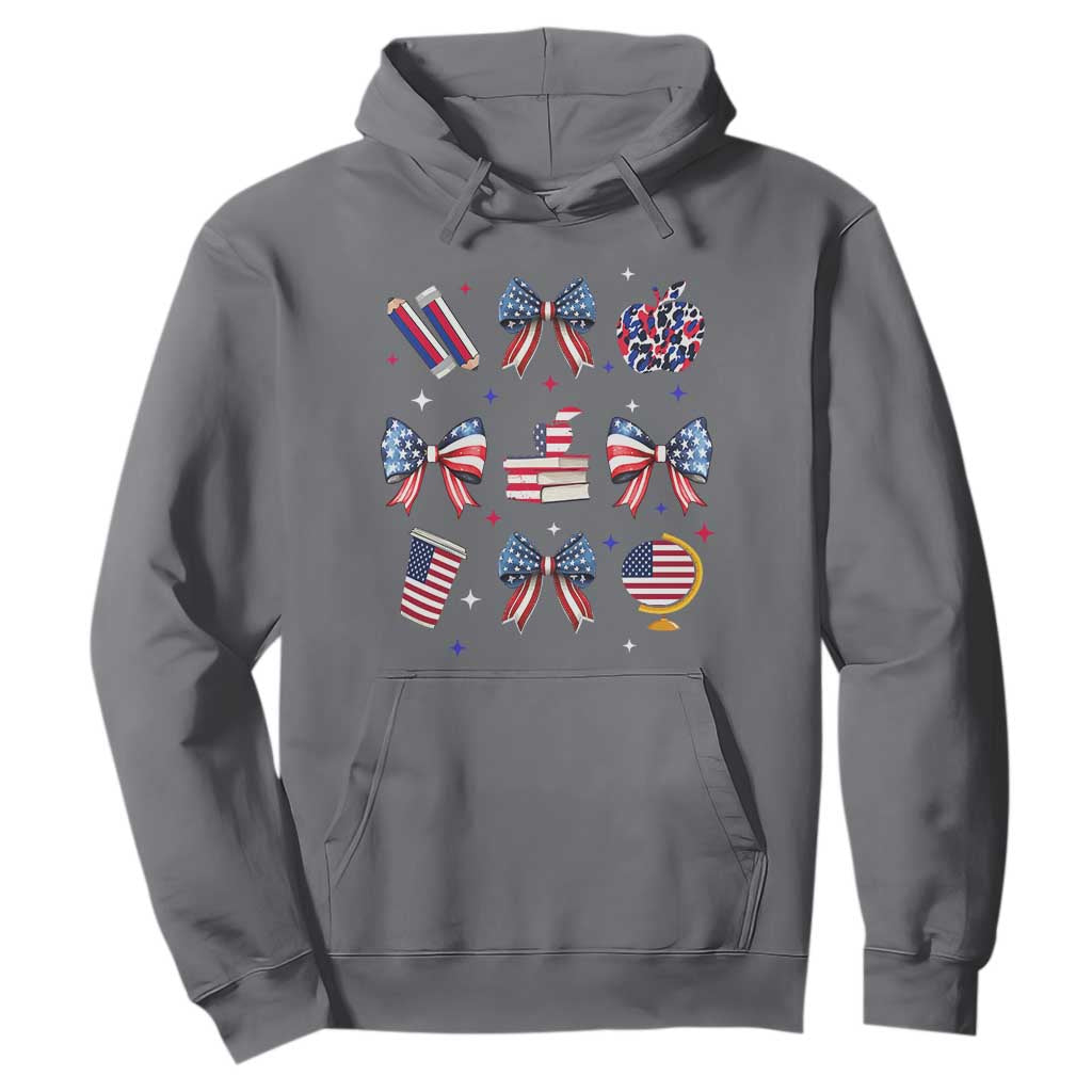 4th of July Teacher Student Hoodie Patriotic Teaching Learning Retro Coquette TS02 Charcoal Print Your Wear