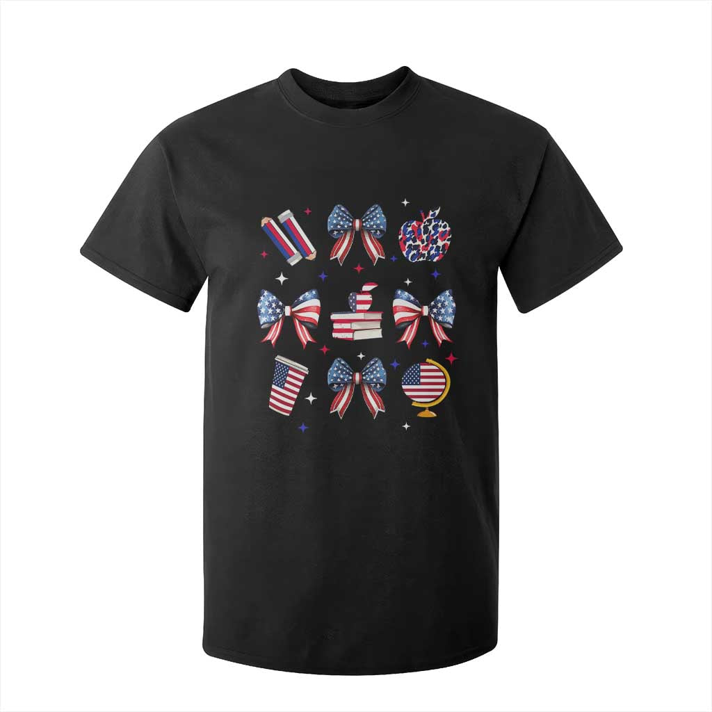 4th of July Teacher Student T Shirt For Kid Patriotic Teaching Learning Retro Coquette TS02 Black Print Your Wear