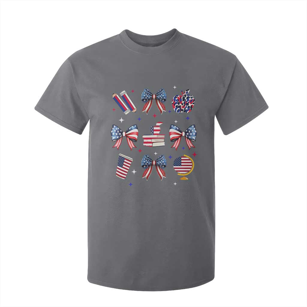 4th of July Teacher Student T Shirt For Kid Patriotic Teaching Learning Retro Coquette TS02 Charcoal Print Your Wear