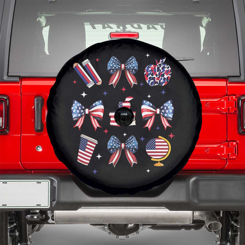 4th of July Teacher Student Spare Tire Cover Patriotic Teaching Learning Retro Coquette TS02 Black Print Your Wear