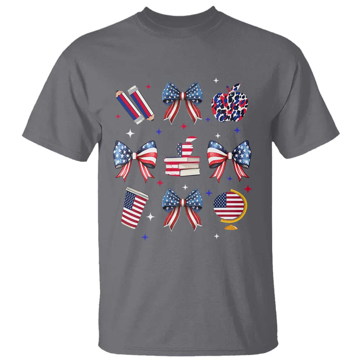 4th of July Teacher Student T Shirt Patriotic Teaching Learning Retro Coquette TS02 Charcoal Print Your Wear