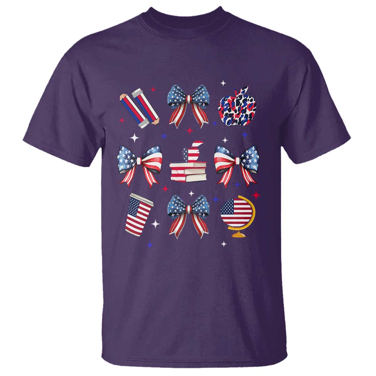 4th of July Teacher Student T Shirt Patriotic Teaching Learning Retro Coquette TS02 Purple Print Your Wear
