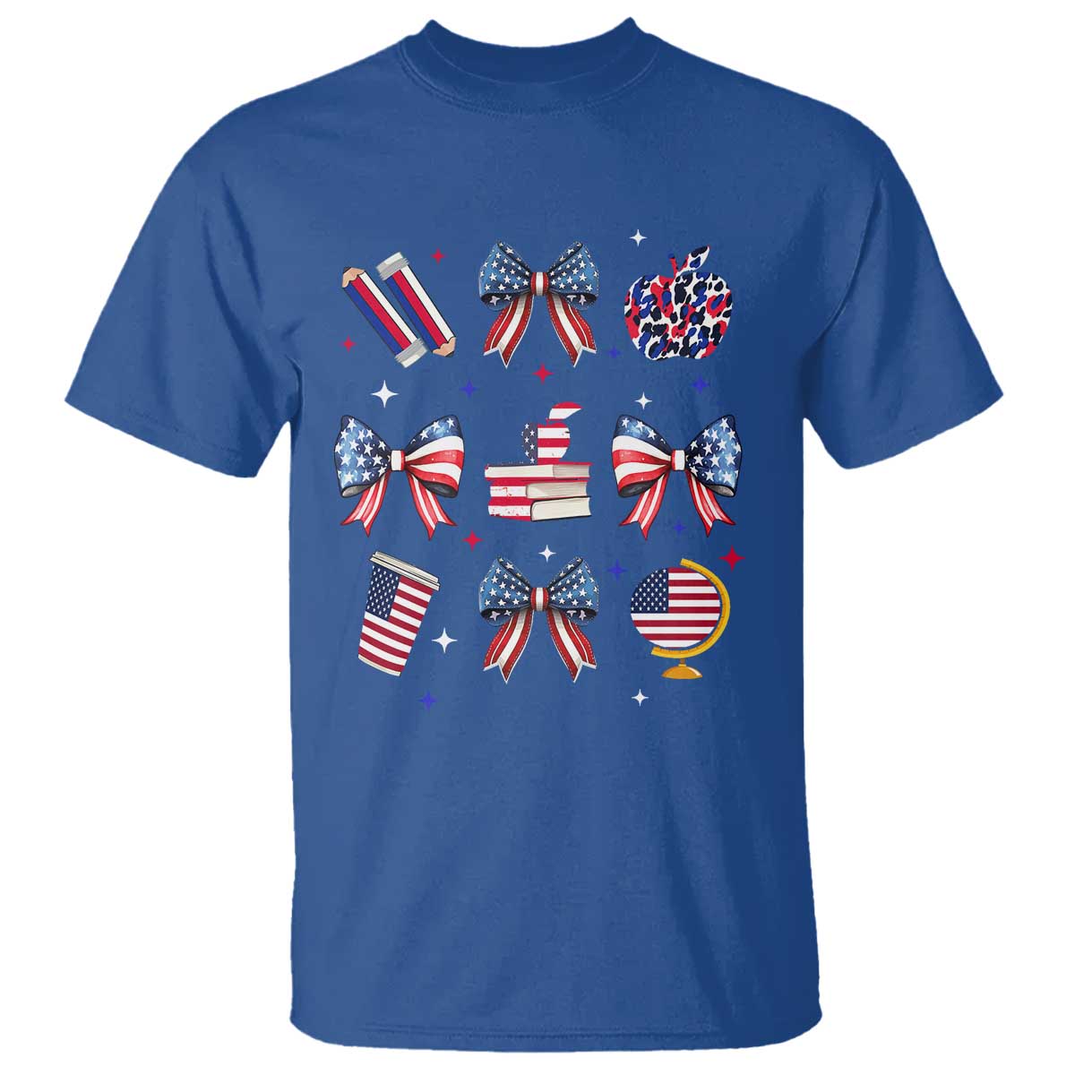 4th of July Teacher Student T Shirt Patriotic Teaching Learning Retro Coquette TS02 Royal Blue Print Your Wear