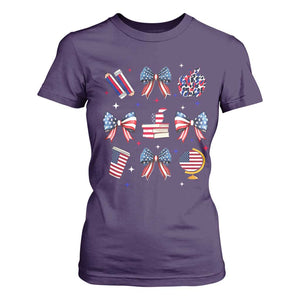 4th of July Teacher Student T Shirt For Women Patriotic Teaching Learning Retro Coquette TS02 Purple Print Your Wear
