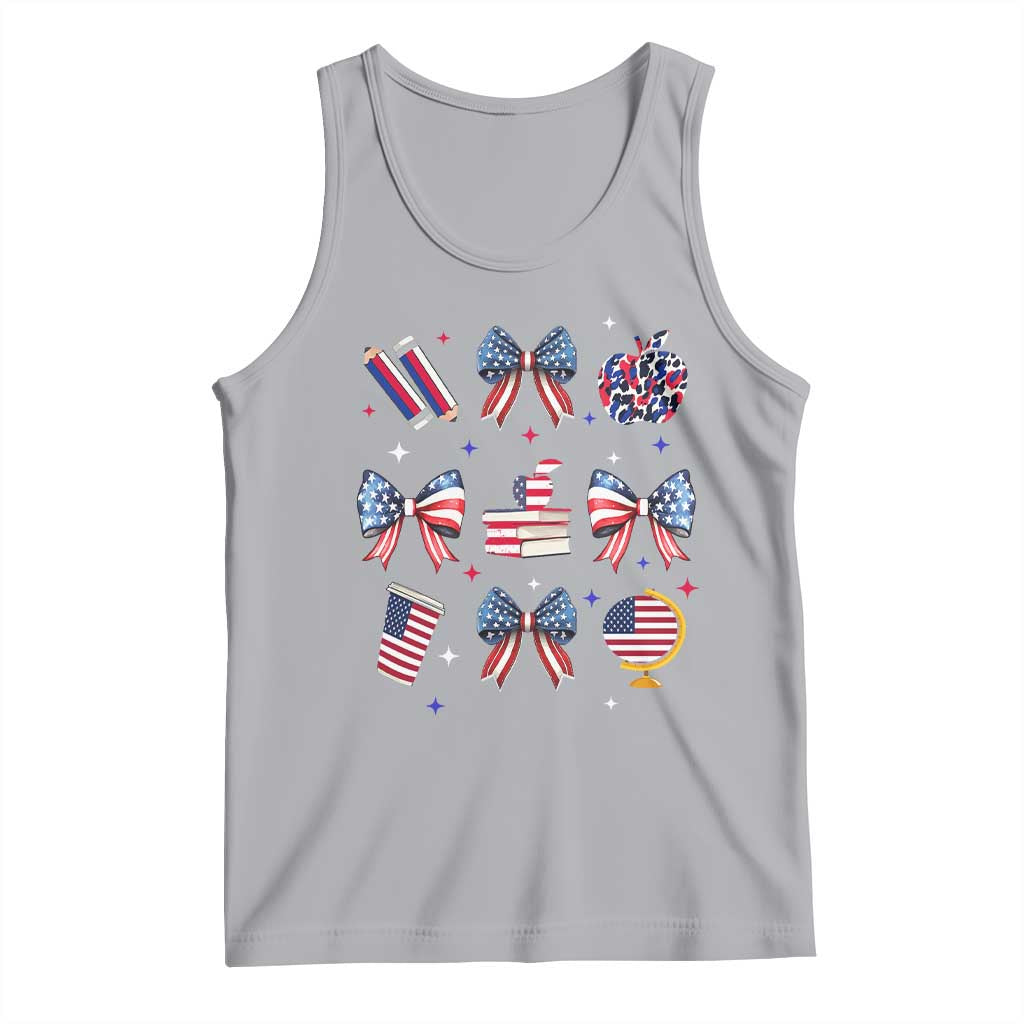 4th of July Teacher Student Tank Top Patriotic Teaching Learning Retro Coquette TS02 Athletic Heather Print Your Wear