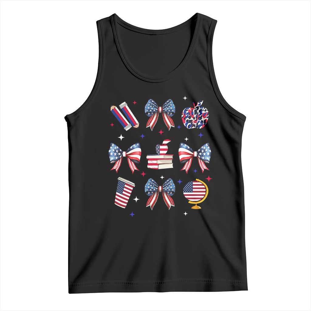 4th of July Teacher Student Tank Top Patriotic Teaching Learning Retro Coquette TS02 Black Print Your Wear