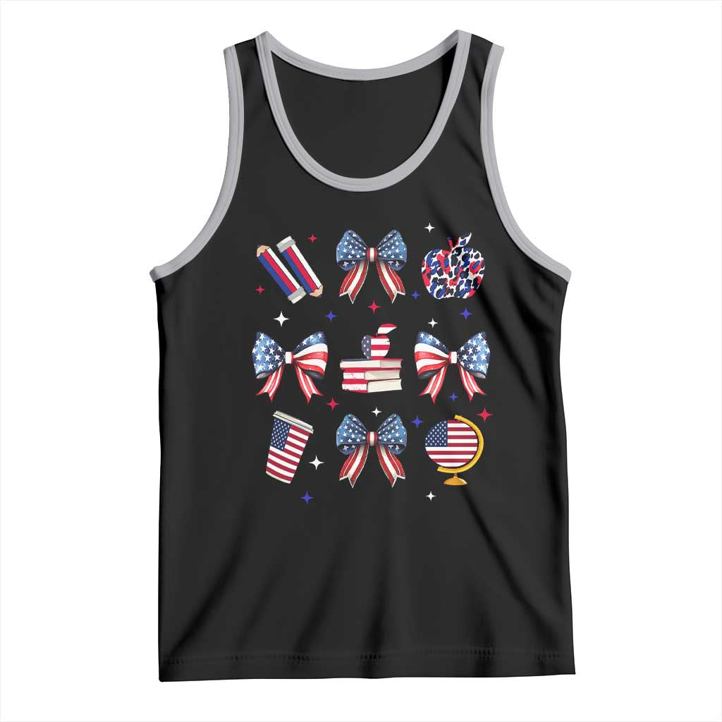 4th of July Teacher Student Tank Top Patriotic Teaching Learning Retro Coquette TS02 Black Athletic Heather Print Your Wear