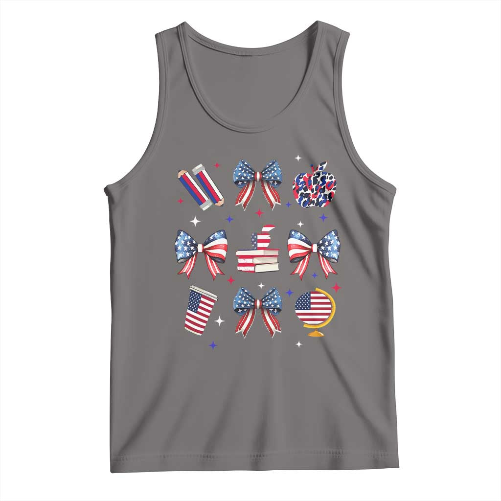 4th of July Teacher Student Tank Top Patriotic Teaching Learning Retro Coquette TS02 Deep Heather Print Your Wear