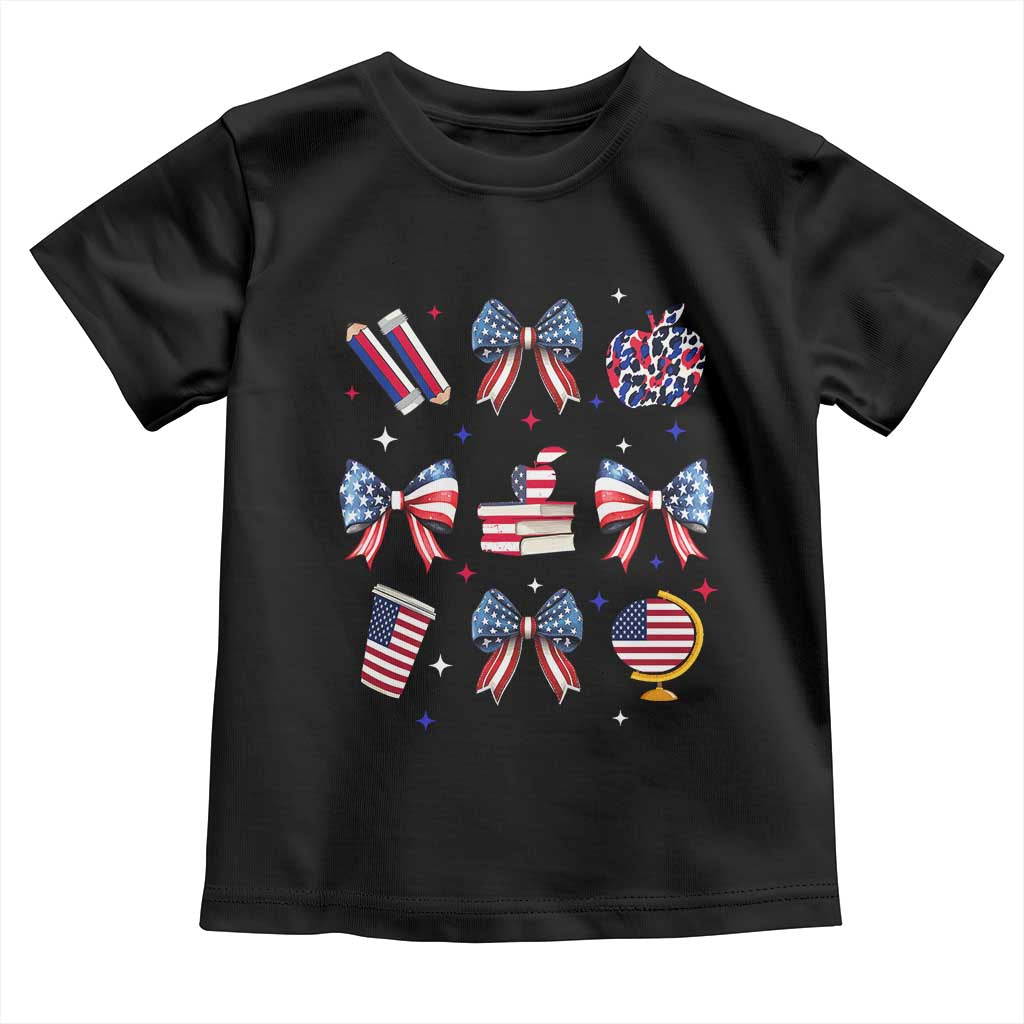 4th of July Teacher Student Toddler T Shirt Patriotic Teaching Learning Retro Coquette TS02 Black Print Your Wear
