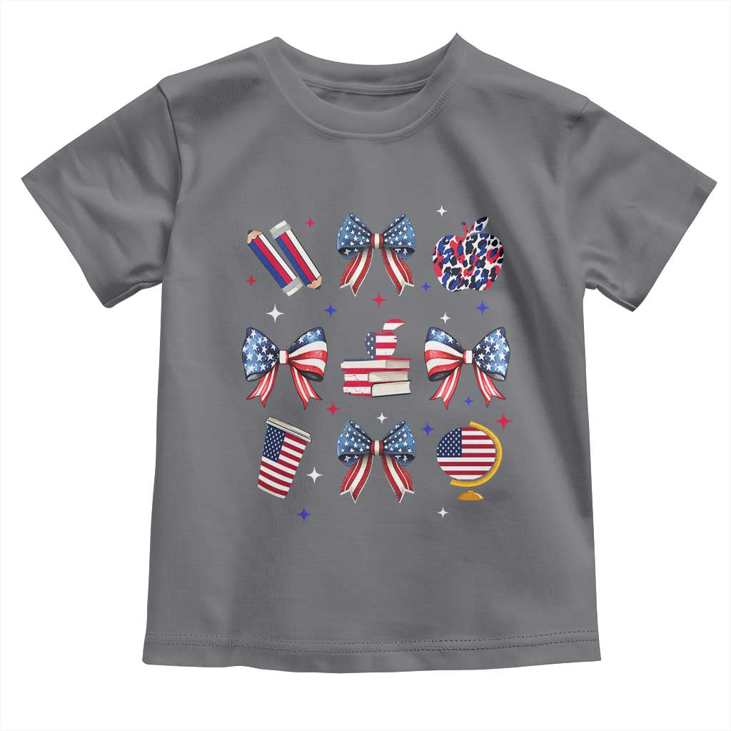 4th of July Teacher Student Toddler T Shirt Patriotic Teaching Learning Retro Coquette TS02 Charcoal Print Your Wear