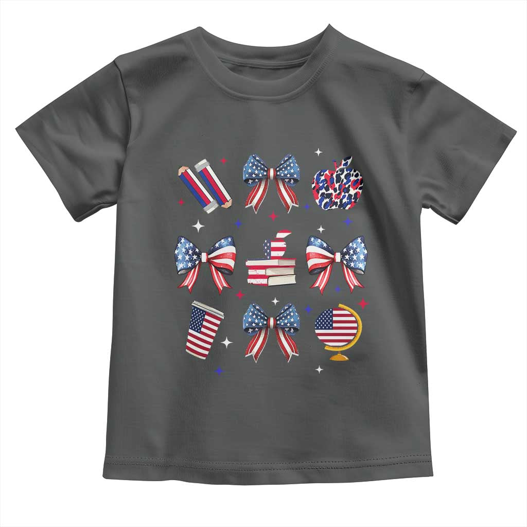 4th of July Teacher Student Toddler T Shirt Patriotic Teaching Learning Retro Coquette TS02 Dark Heather Print Your Wear