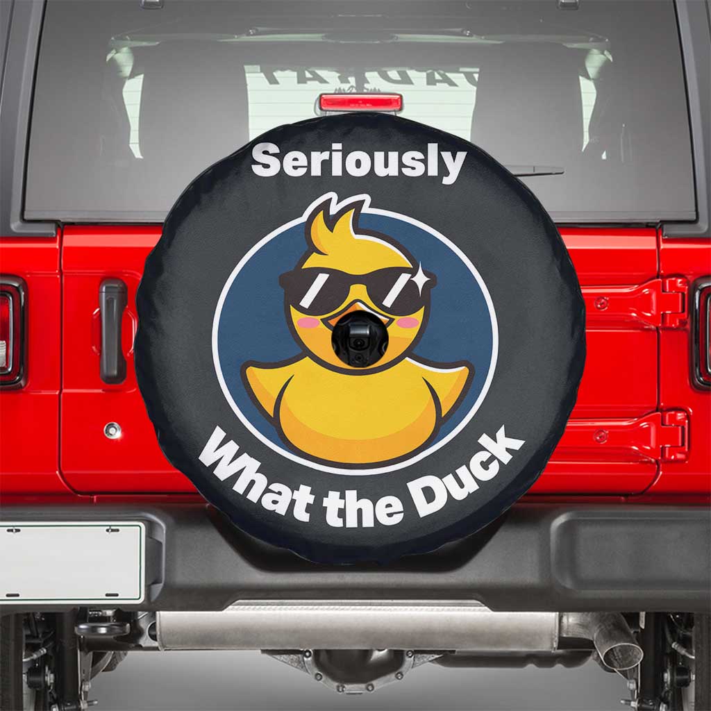 Funny Duck with Sunglasses Spare Tire Cover Seriously What The Duck TS02 Black Print Your Wear