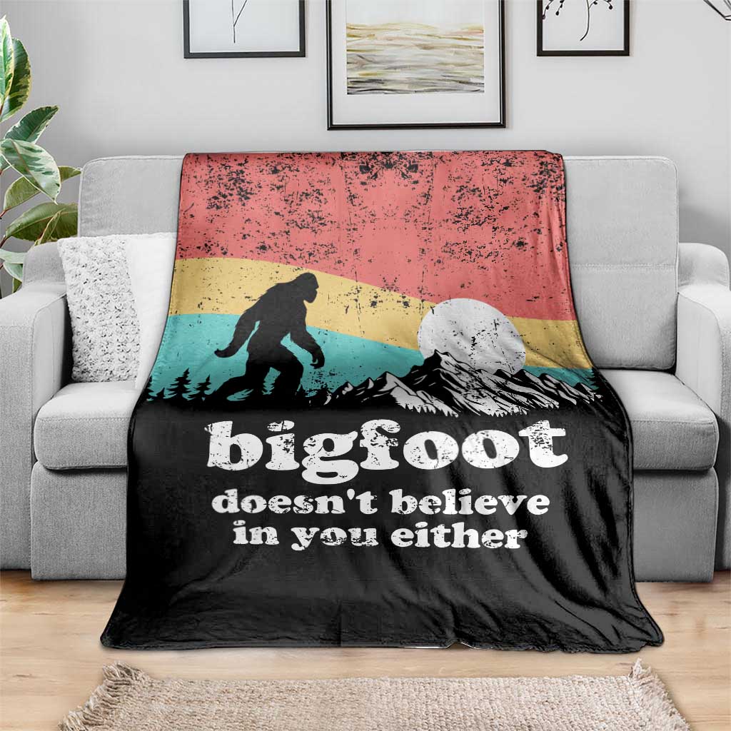 Funny Sasquatch Throw Blanket Bigfoot Doesn't Believe in You Either