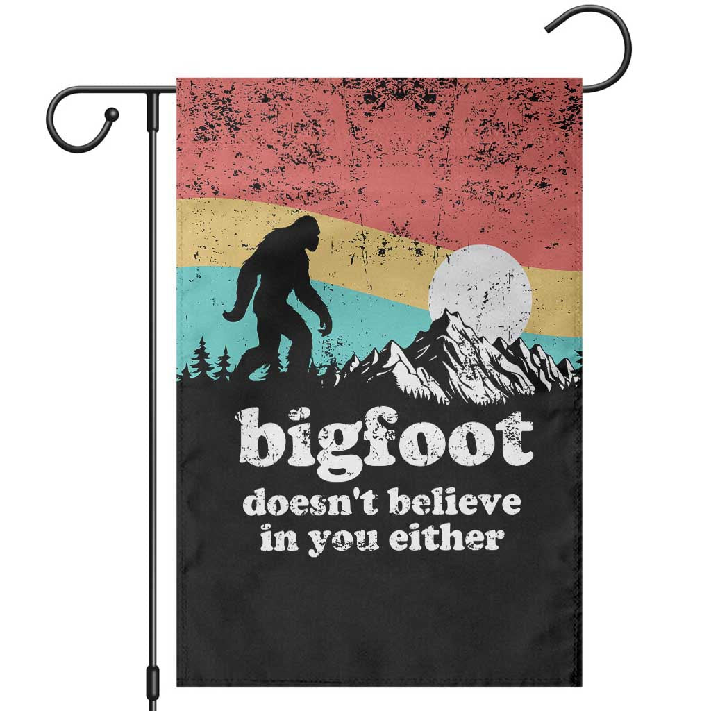 Funny Sasquatch Garden Flag Bigfoot Doesn't Believe in You Either TS02 Black Print Your Wear