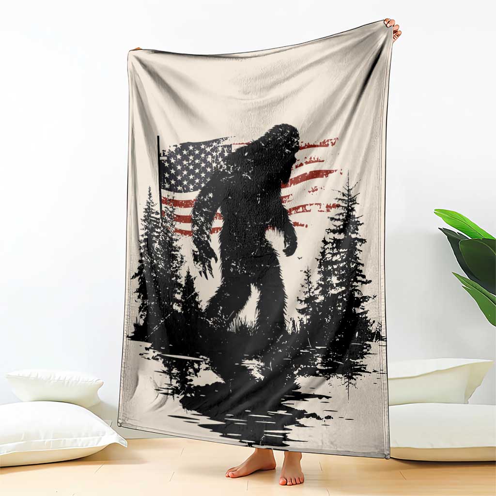 American Flag Bigfoot Throw Blanket Patriotic Sasquatch Retro Vintage TS02 Print Your Wear