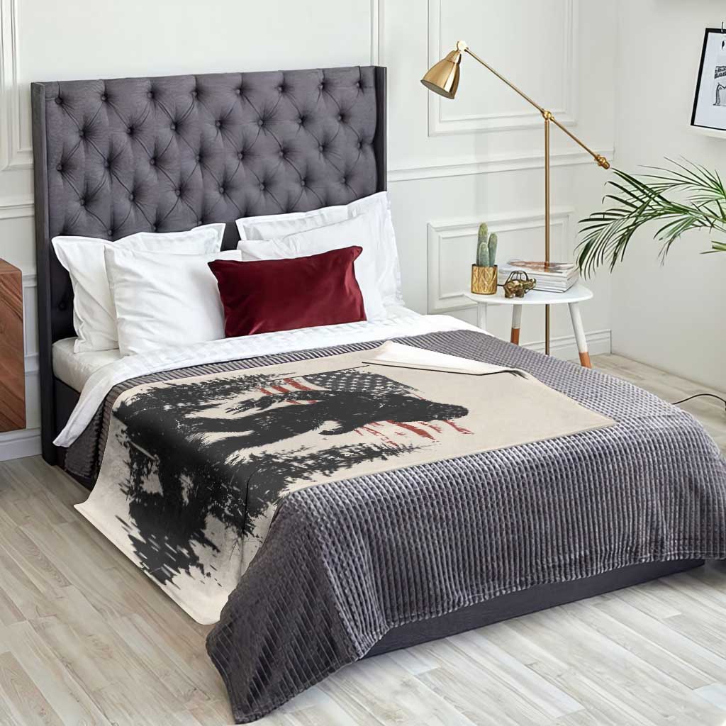 American Flag Bigfoot Throw Blanket Patriotic Sasquatch Retro Vintage TS02 Print Your Wear
